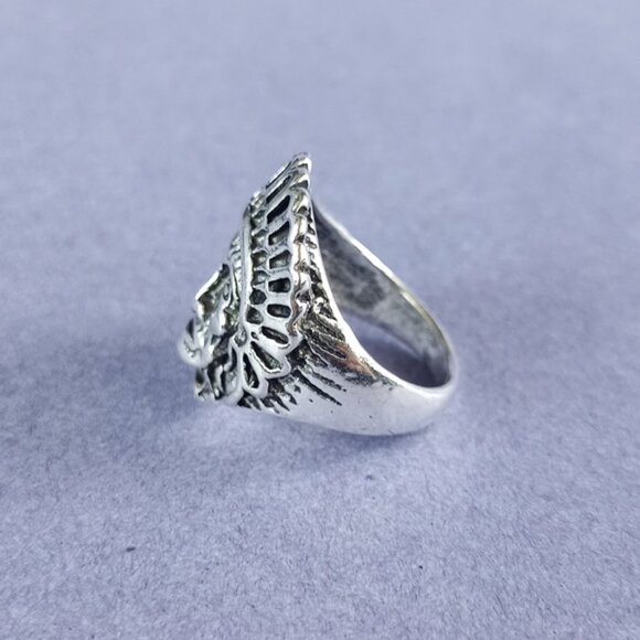 Native American Indigenous Skull Ring With Headdress – Unisex Size 9 (Brand N - Picture 4 of 5